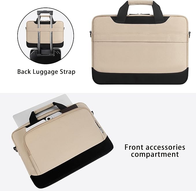 DOMISO 15-15.6 Inch Laptop Bag Business Briefcase Laptop Case Compatible with Lenovo 15.6" Ideapad 330/16" MacBook Pro/HP EliteBook 850 G3/Envy x360 15/Latitude 3580/Asus,Beige