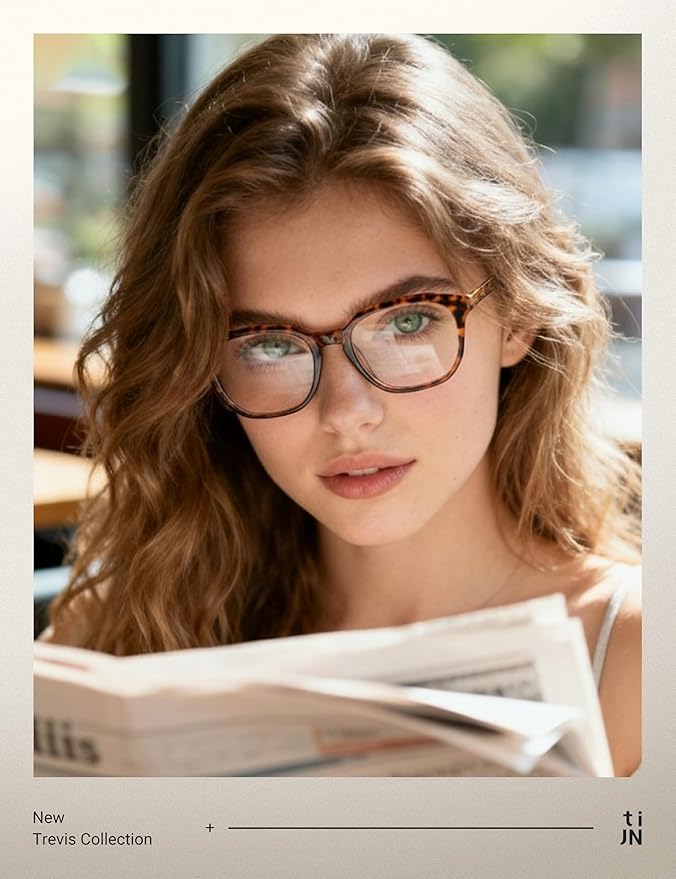 TIJN Blue Light Blocking Glasses, Anti Eyestrain UV Protection, TR90 Square Frame Glasses Chic Preppy Look for Women and Men