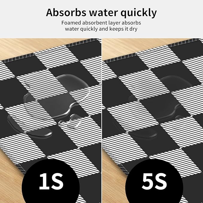 Desk Mat,Big Desk Pad,31.5 x 11.5in Extended Gaming Mouse Pad,Large Mouse Pad for Desk Rubber Base Mousepad with Stitched Edges,Keyboard Mouse Mat for Work Game Office Home - Black Grey Chessboard