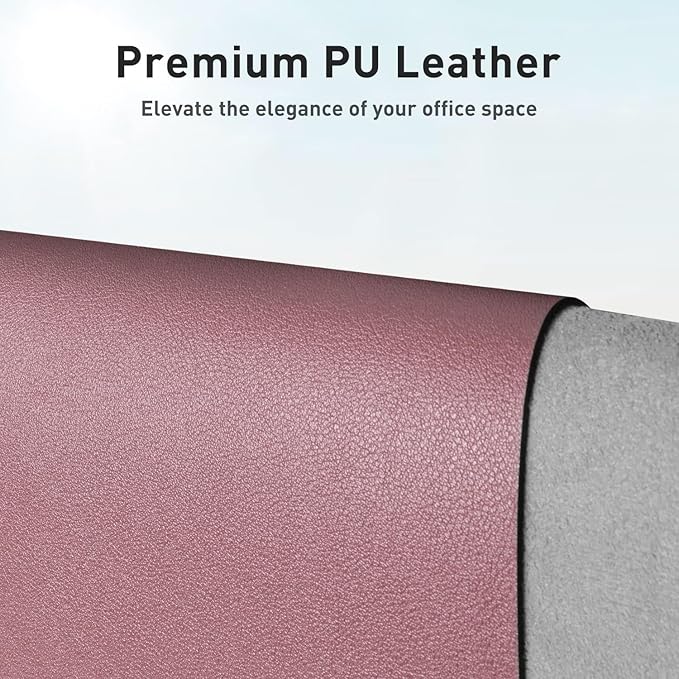 Aothia Faux Leather Desk Mat - Non-Slip PU Leather Desk Blotter, Waterproof Writing Surface, Large Desk Pad for Office & Home (Purple, 55" x 17")
