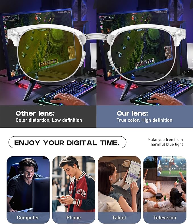 Perfectmiaoxuan Blue Light Blocking Glasses,Computer/Gaming/Screen Glasses for Women or Men，Anti Blue Light & UV