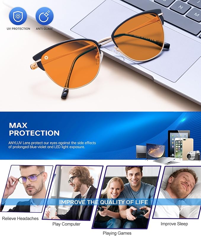 ANYLUV Blue Light Glasses for Woman Men, Womens Blue Light Blocking Glasses Computer Glasses Anti Eyestrain