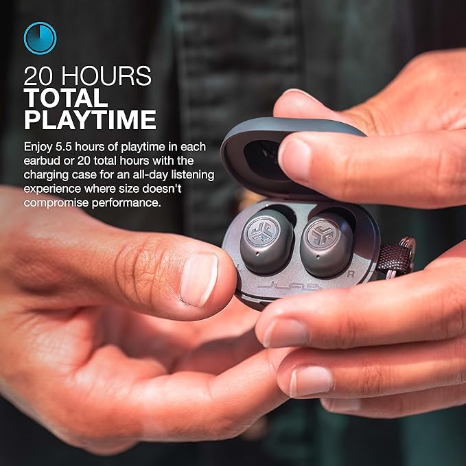 JLab JBuds Mini True Wireless Bluetooth Earbuds with Charging Case, Sage, IP55 Sweat and Dust Proof, Bluetooth Multipoint, Be Aware Audio, 3 EQ Sound Settings, Crystal Clear Calls