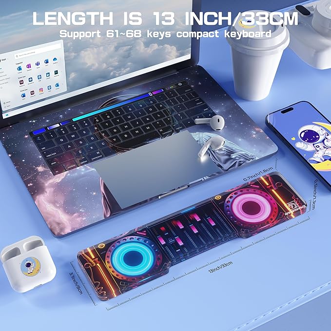 SELORSS Punk Acrylic Keyboard Wrist Rest - Compact 60% Keyboard- Mechanical Keyboards Ergonomic Palm Rest for Computer Keyboard,Anti-Slip Base,Wrist Pad for Laptop,Office & Home-Easy Typing
