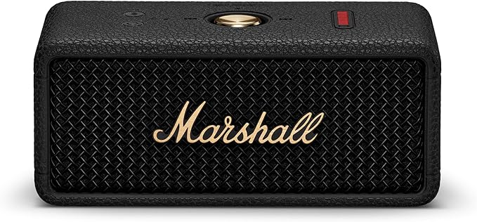 Marshall Emberton III Portable Bluetooth Speaker - Rugged Waterproof IP67 Design | Loud Stereo Sound, Deep Bass with 32+ Hr Playtime | Compact and Wireless for Travel and Outdoors - Black & Brass