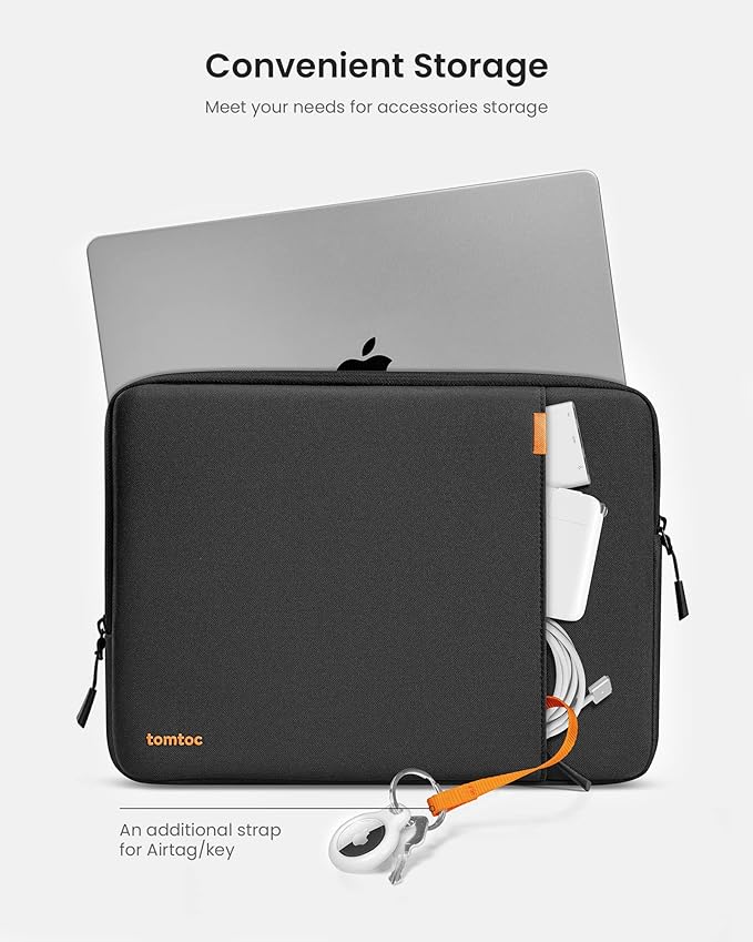 tomtoc 360° Protective Laptop Sleeve for 15-inch New MacBook Air M5/A3448 (2026), M4/A3241, M3/A3114, M2/A2941, Water-Resistant Laptop Case Fits 15-inch MacBook Pro A1990 A1707 & Surface Laptop AI PC