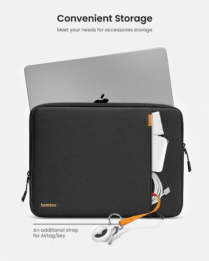 tomtoc 360° Protective Laptop Sleeve for 16-inch MacBook Pro M5 Pro/Max (2026) A3428 A3429, M4/M3/M2/M1 A3403 A3186 A2991 A2780, Water-Resistant MacBook Case Bag with Accessory Pocket Fits Dell XPS 16