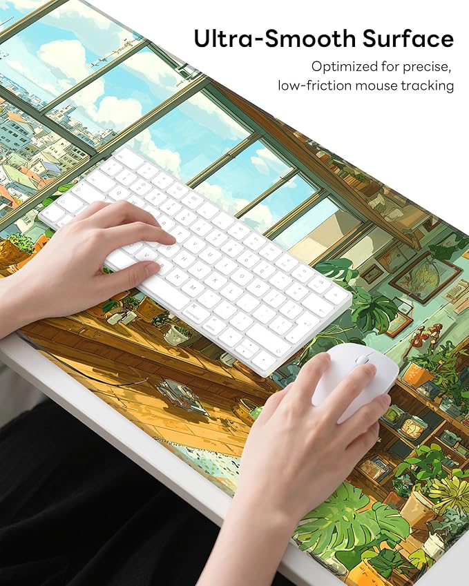 XL Gaming Mouse Pad, 31.5x15.7'' Large Desk Mat with Anti-Slip Rubber Base & Stitched Edges for Gaming, Office, Home - Greeny Cottage