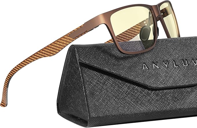 ANYLUV Carbon Fiber Reading Glasses for Men Women, Blue Light Blocking Computer Readers, Anti Glare Spring Hinge