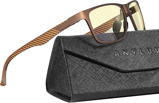 ANYLUV Carbon Fiber Reading Glasses for Men Women, Blue Light Blocking Computer Readers, Anti Glare Spring Hinge