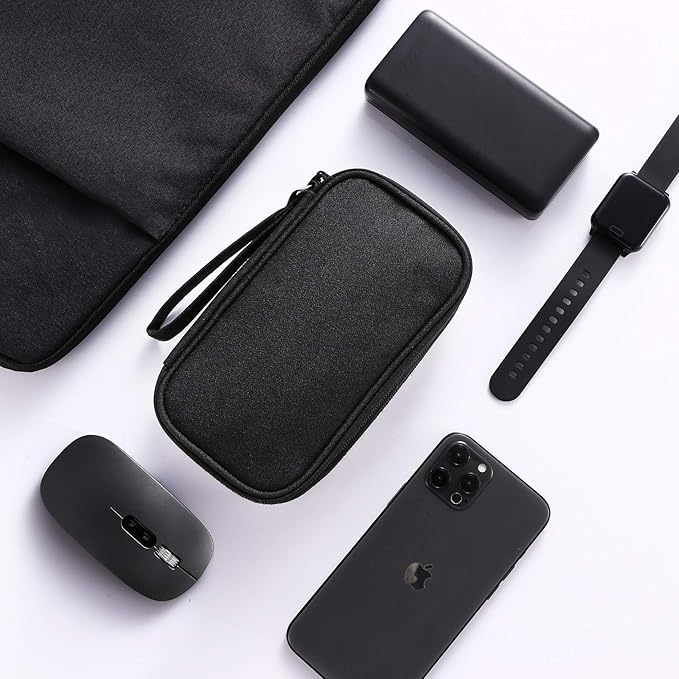 Tech Organizer Travel Case, Carrying Tech Kit for Electronics and Accessories (Medium, Black)