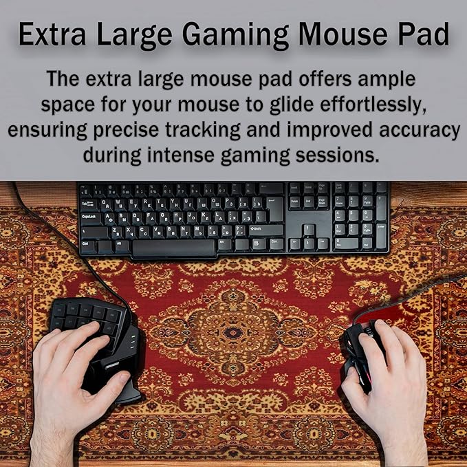 Gaming Mouse Pad Retro Boho, Large Mousepad Office Desk Mat, Work Desk Mat Non-Slip Rubber Base Waterproof with Stitched Edges, 35.4 X 15.7 inch for Work/Game/Office/Home Vintage Bohemian