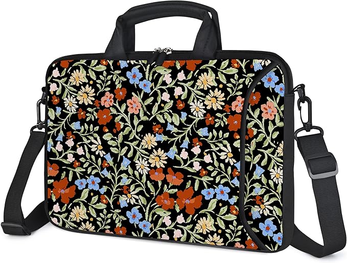 RICHEN 10 inch Messenger Bag Carrying Case with Handle Accessory Pocket Fits 7 to 10-Inch Laptops/Notebook/Kids Tablet (7-10.2 inch, Flowers2)