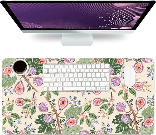 Desk Mat Large Protector Pad 31.5" ×15.7", Non-Slip PU Leather Desk Blotter, Waterproof Mouse Pad for Office Home Figs