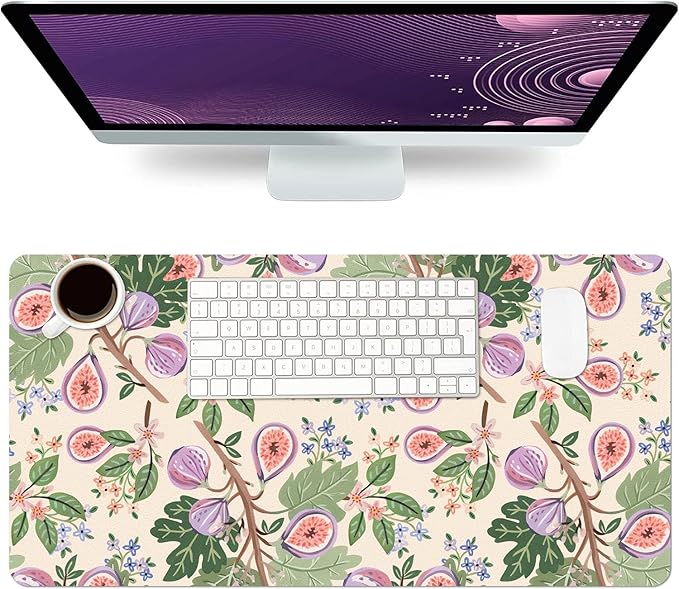 Desk Mat Large Protector Pad 27.5" ×13.8", Non-Slip PU Leather Desk Blotter, Waterproof Mouse Pad for Office Home Figs