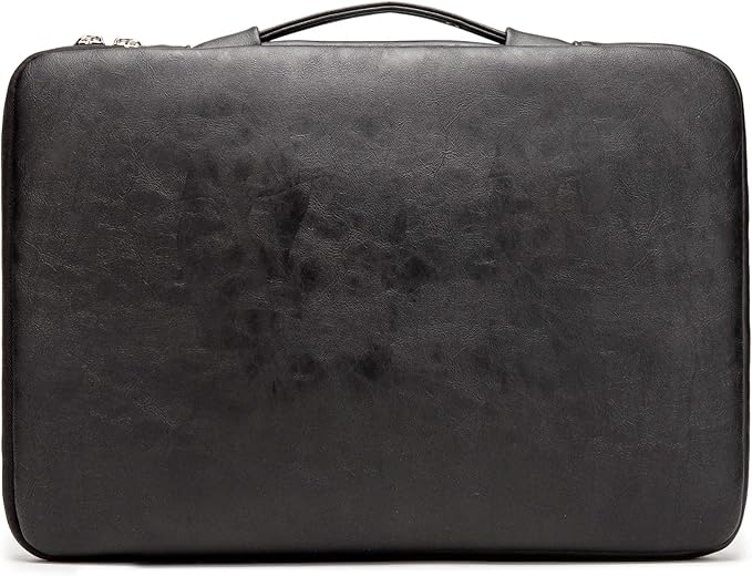 Kinmac 360 Degree Protective Laptop Sleeve Case Bag with Handle for MacBook Air 15 inch and 15 inch-15.6 inch HP Lenovo Dell ASUS Acer Notebook Computer (Black PU)