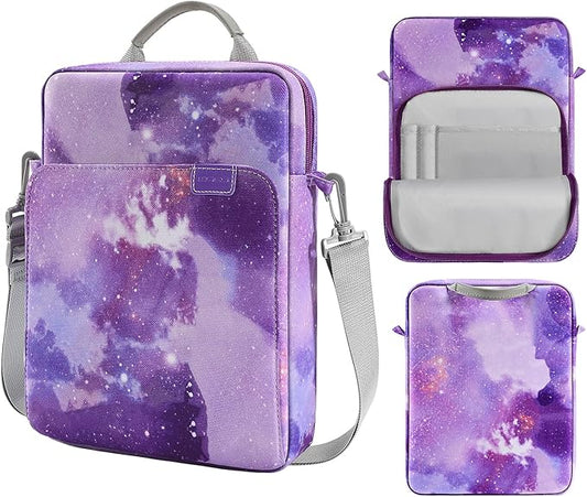 MoKo 13.3-14 Inch Laptop Sleeve Bag Fits Mac Neo 13-inch A18 Pro, Mac Pro 13.3" M2 2022/M5/M5 Pro/M5 Max 14.2" 2026, Mac Air 13.6" M5 2026, Handle Carrying Case with Shoulder Strap,Purple Starry Sky