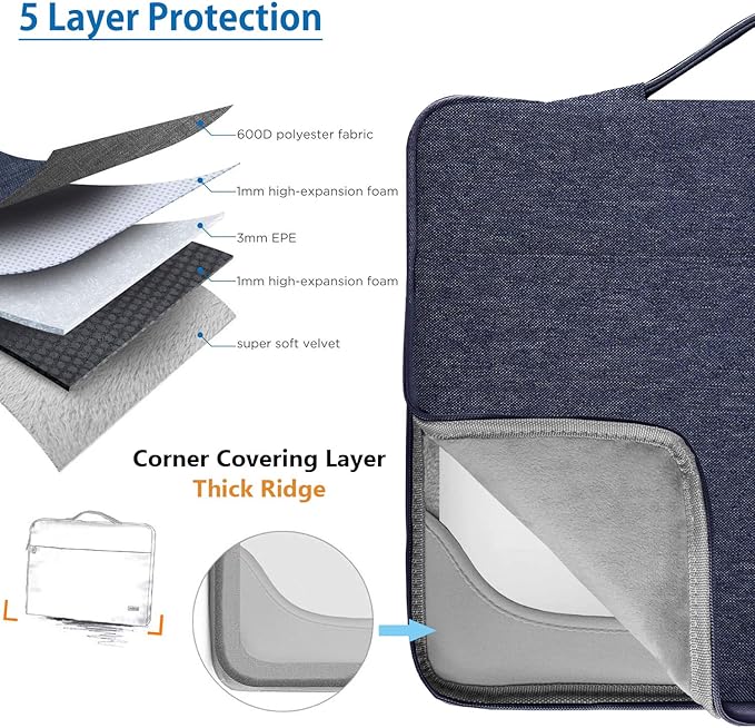 Hseok Laptop Sleeve 13-14 Inch Case Briefcase Compatible with MacBook Neo Pro 14 M5/M4/M3/M2/M1, All Models 13.3 Mac Air/Pro, XPS 13 14, Most Popular 13"-14" Notebooks,D01B02