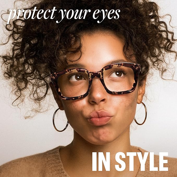 IBOANN Oversized Blue Light Glasses for Woman, Funky Fashion Glasses With Preppy Look, Reduce Screen Fatigue Computer Glasses