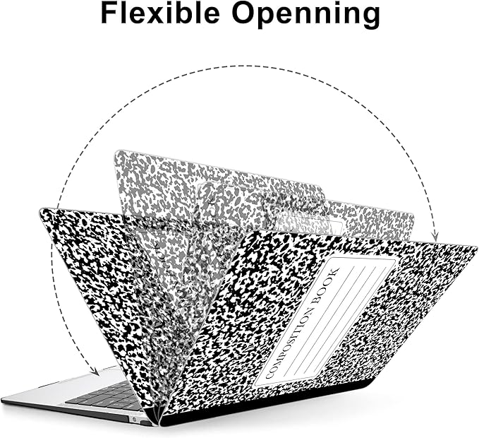 AKIT Compatible with MacBook Air 13 Inch Case 2022-2020 2019 2018 M1 A2337 A2179 A1932, Pattern Laptop Hard Shell Case+Screen Protector+Keyboard Cover for MacBook Air 13.3 Inch, Composition Book