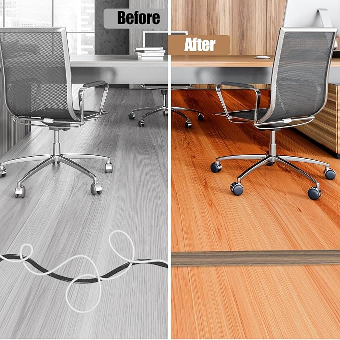 Floor Cord Cover Self Adhesive Cord Hider,10FT Cable Management, Extension Strip Protector for Wires, Prevent Cable Trips for Offices, Gyms, Exhibitions Cavity:0.47"(W) x0.35(H) Woodsmokedbrown - Image 5