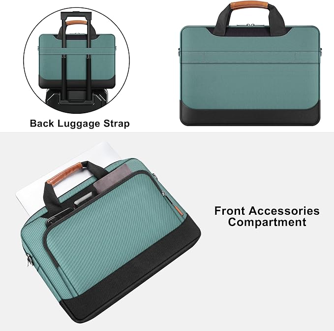 DOMISO 15-15.6 Inch Laptop Bag Business Briefcase Laptop Case Compatible with Lenovo 15.6" Ideapad 330/16" MacBook Pro/HP EliteBook 850 G3/Envy x360 15/Latitude 3580/Acer Chromebook/Asus,Green
