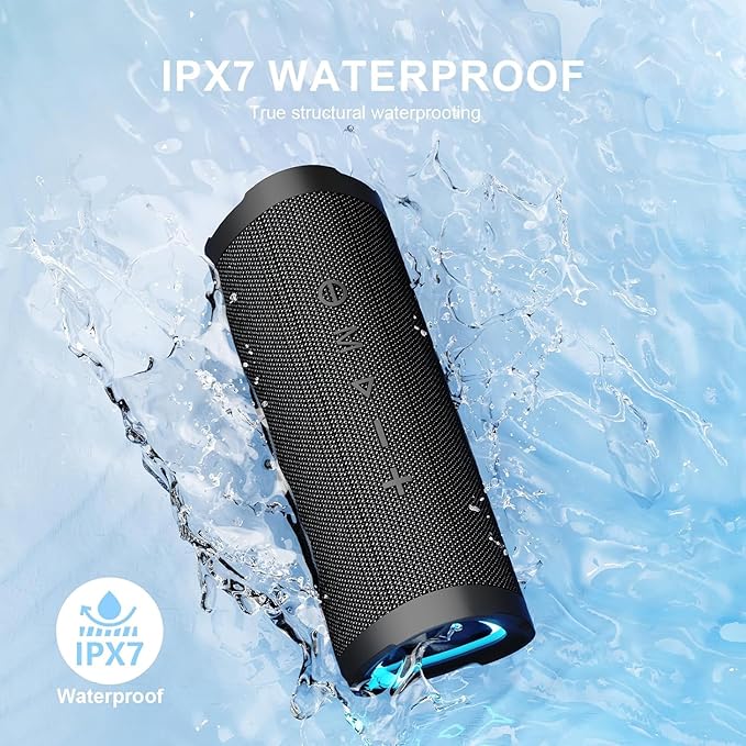 Vanzon Bluetooth Speaker, V40 Portable Bluetooth Speaker, IPX7 Waterproof Wireless Speaker with 24W Stereo Sound,TWS Pairing,24H Playtime and Colorful RGB Lights for Home,Outdoor,Party