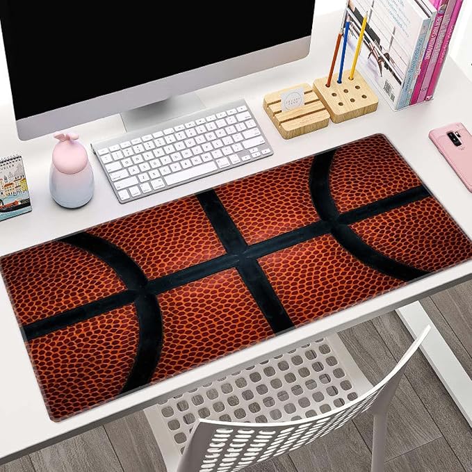 Basketball Large Gaming Mouse Pad Keyboard Desk Pad Extended Mouse Pad Gaming Office Decor, PC Laptop Mouse Pads Large (31.5x151.8 in) with Stitched Edges Non-Slip Base Mousepad XL
