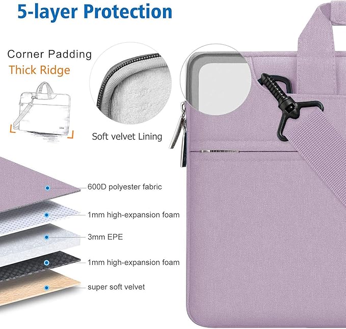 Hseok Laptop Shoulder Bag 15 15.6 16 Inch Briefcase,Compatible MacBook Pro/Neo 16",MacBook Air/Pro 15,XPS 15/16 and most 15.6-16 and Most 15-16 Notebooks,Spill-Resistant Handbag,Purple