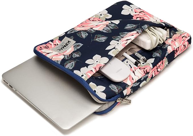 Kinmac 360° Heavy Duty Protective Laptop Computer Sleeve case Bag Cover with Handle for MacBook Pro 14 inch,14 inch-14.4 inch HP Lenovo Dell ASUS Acer Laptop (Blue Rose)