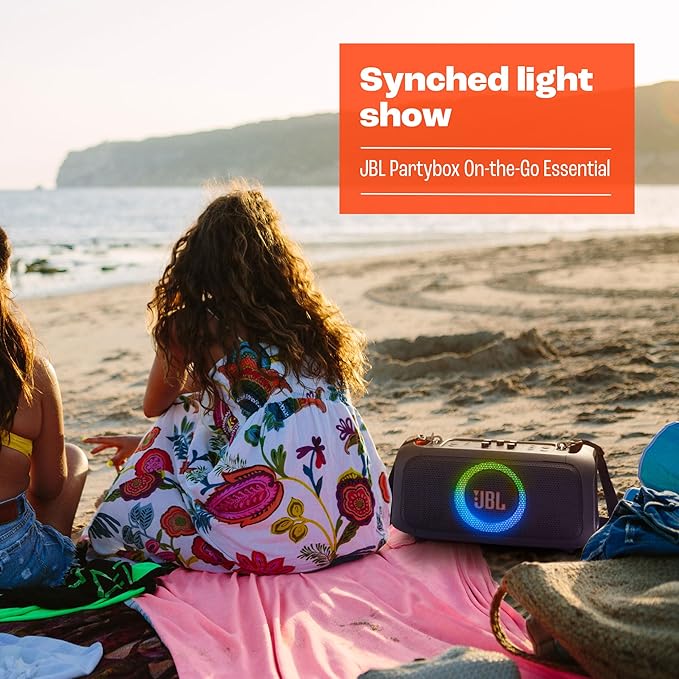JBL PartyBox On-The-Go Essential - Portable Party Speaker with Built-in Lights and Wireless mic, Amazing JBL Pro Sound, IPX4 splashproof Protection, 6 Hours of Playtime, Convenient Shoulder Strap
