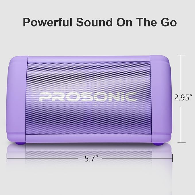 Prosonic BT3 Portable Wireless Bluetooth Speaker with 10W Stereo Sound & Bass Boost -Rich Sound & Intense Bass -Bluetooth 5.0 -Microphone -IPX5 - in & Outdoor Speaker (Purple)
