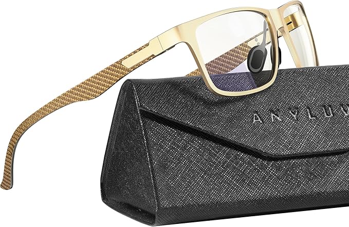 ANYLUV Carbon Fiber Reading Glasses for Men Women, Blue Light Blocking Computer Readers, Anti Glare Spring Hinge