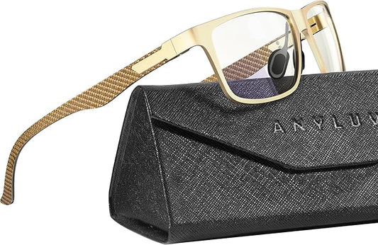 ANYLUV Carbon Fiber Reading Glasses for Men Women, Blue Light Blocking Computer Readers, Anti Glare Spring Hinge