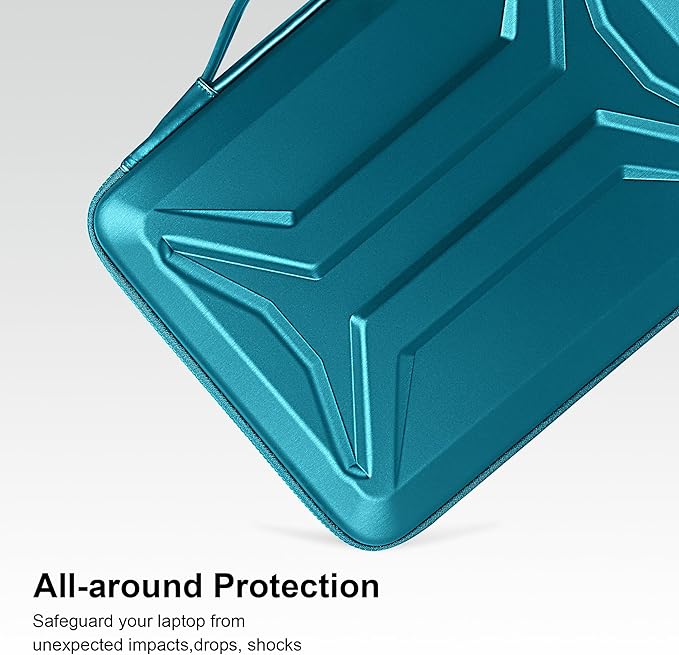 DOMISO 13 Inch Laptop Hard Case, Waterproof Shockproof Hard Shell Laptop Sleeve Protective Case with Retractable Handle for MacBook Air Pro Neo/Dell XPS 13//Microsoft Surface/Lenovo Yoga/HP Envy,Teal