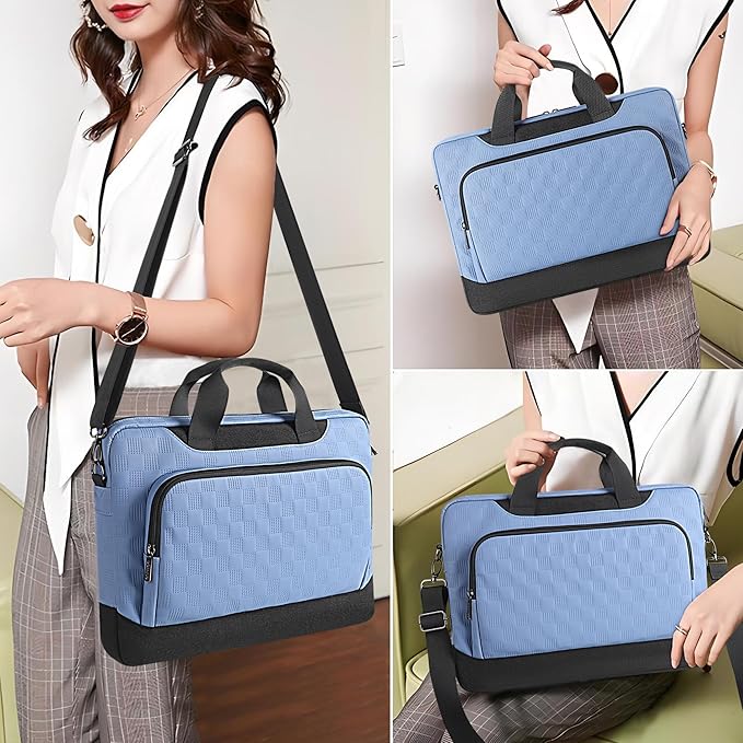 DOMISO 17-17.3 inch Laptop Sleeve Business Briefcase 17 inch Laptop Bag Waterproof 17 inch Laptop Case for Men Women Business Office Work Computer Bag Blue