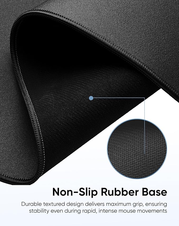Waterproof Large Gaming Mouse Pad with Durable Stitched Edges, Non-Slip Rubber Base, Grainy Jacquard Mouse Mat Desk Pad for Home Office Gaming, 27.6"x11.8"x0.12", Matte Black
