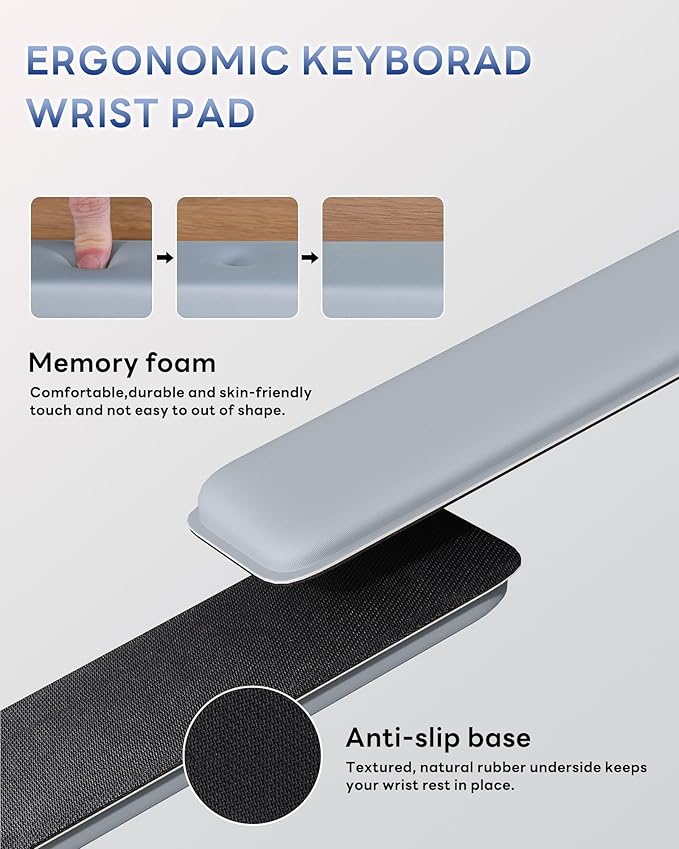 Laborio Computer Keyboard Wrist Rest Stand for Desktop, Keyboard Holder for Easy Typing with Wrist Pad for Office Desk, Home, School (Gray)