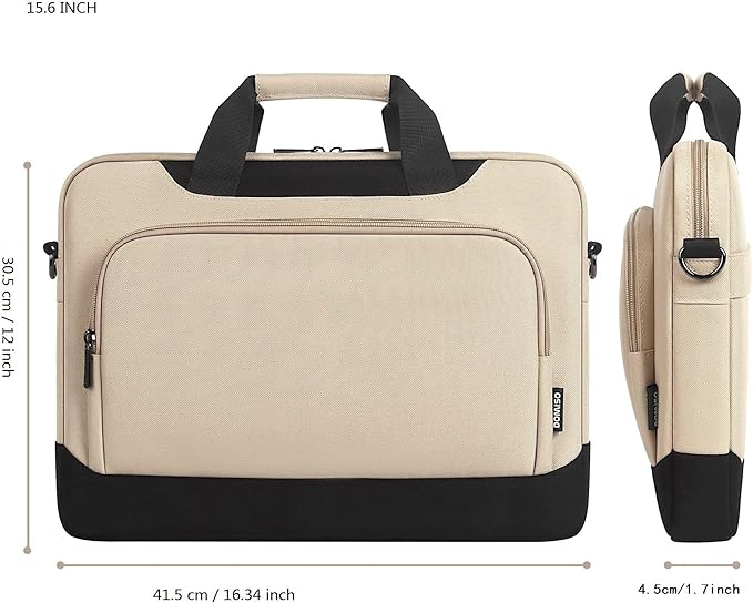 DOMISO 15-15.6 Inch Laptop Bag Business Briefcase Laptop Case Compatible with Lenovo 15.6" Ideapad 330/16" MacBook Pro/HP EliteBook 850 G3/Envy x360 15/Latitude 3580/Asus,Beige