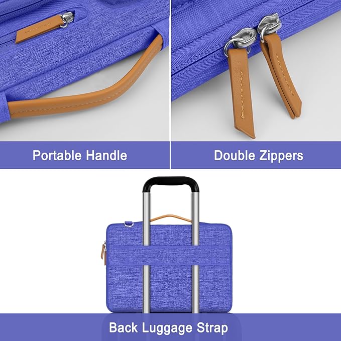 MOSISO 360 Protective Laptop Shoulder Bag,15-15.6 inch Computer Bags Compatible with MacBook Pro 16 inch, HP, Dell, Lenovo, Asus Notebook,Side Open Messenger Bag with 4 Zipper Pockets, Royal Blue