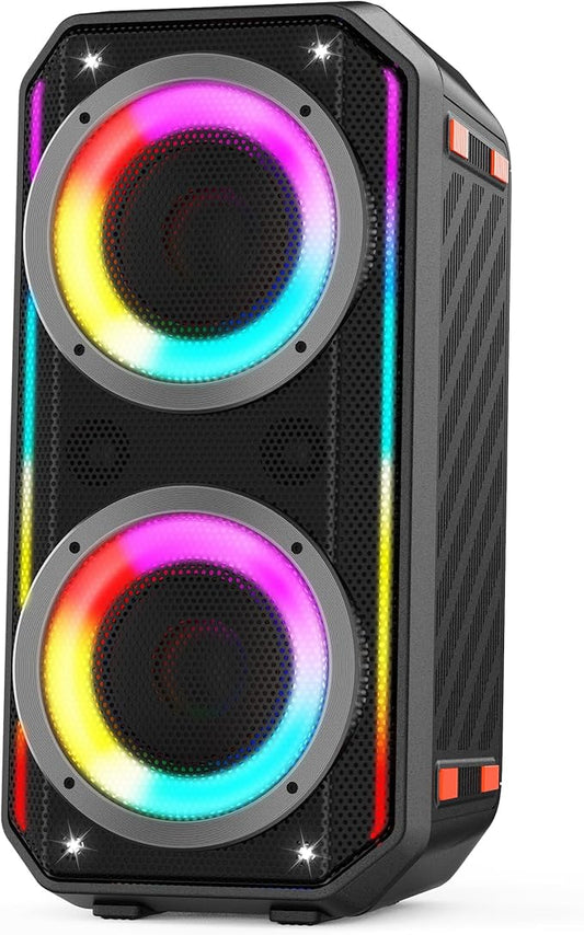 Bluetooth Speaker, 300W Peak Power Wireless Boombox Speakers with Deep Bass, Portable Loud Stereo Sound Large Subwoofer with Led Light Show for Party Outdoor Camping