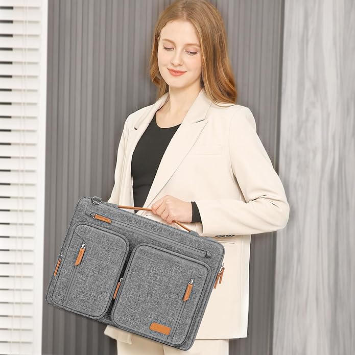 MOSISO 360 Protective Laptop Shoulder Bag, Computer Bags, Side Open Messenger Bag with 5 Accessory Pockets & Belt