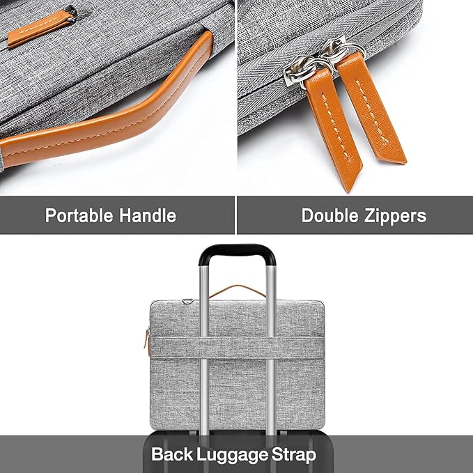 MOSISO 360 Protective Laptop Shoulder Bag,15 inch Computer Bag Compatible with MacBook Air 15 inch M5 M4 M3 M2/Pro 15, Dell XPS Plus,Side Open Messenger Bag with 4 Zipper Pockets&Handle, Gray