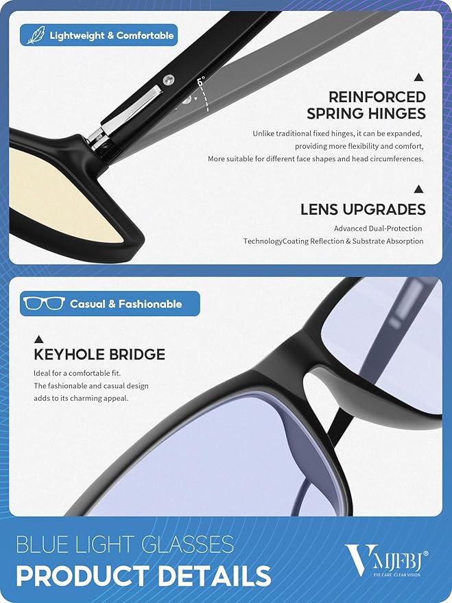 VMJFBJ Blue Light Glasses For Women/Men Computer Reading Gaming Improve Sleep Reduce Eye Strain Gift Package Purple