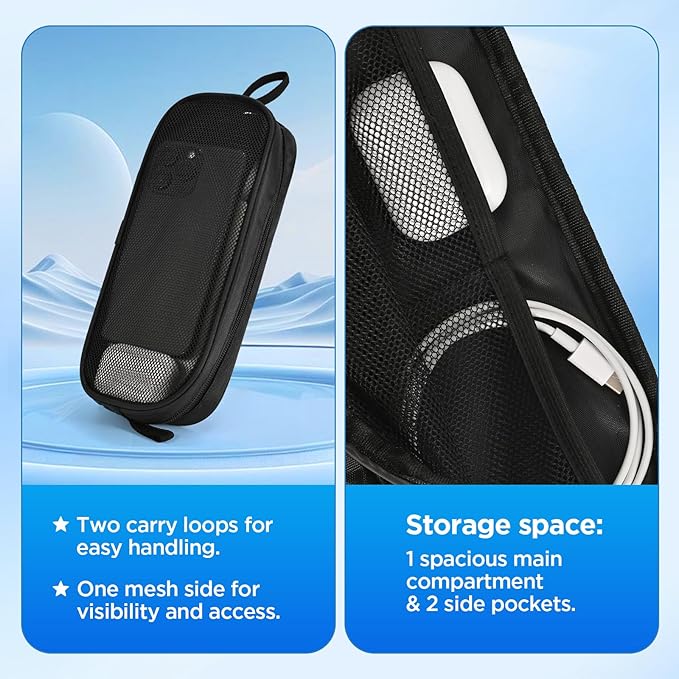 Electronics Organizer Travel Case,Zipper Mesh Tech Pouch Accessories Carry Storage for Mouse,Cord,Cables,USB Flash Drive,Hard Drive,Essentials
