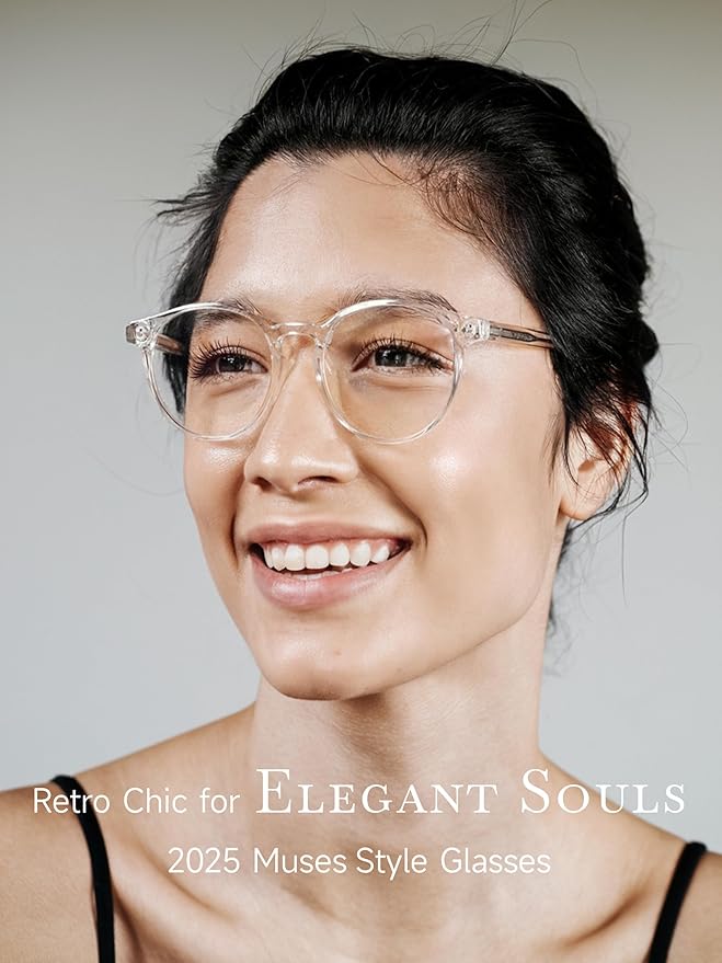 Round Blue Light Blocking Glasses Lightweight Chic Frame Anti Eye Strain Protection Computer Gaming for Women and Men