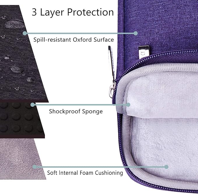 Voova Laptop Sleeve Carrying Case 14 15 Inch Compatible with MacBook Air 15 M2/M3/M4 2022-2025, MacBook Pro 15, Hp Chromebook 14, Waterproof Slim Computer Cover Bag,Purple