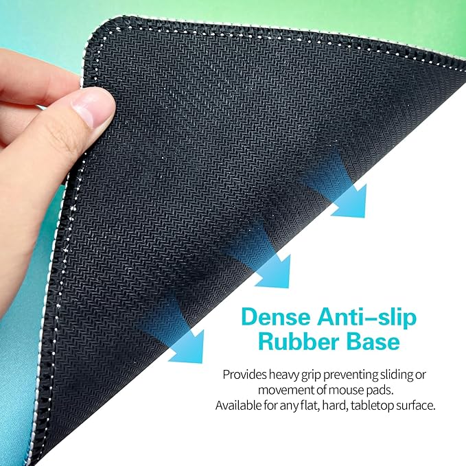 Bloss Small Mouse Pad, Non-Slip Desk Pad Mat, Mat for Keyboard and Mouse, Mint Green to Blue Desk Mousepad with Stitched Edges, Gaming Mouse Pad(11.8 x 9.8 Inches / 3mm)