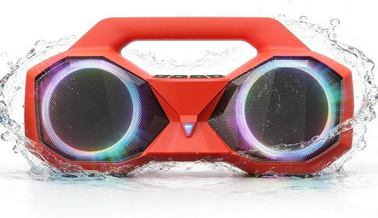 OZJ Bluetooth Speaker 80W(Peak) Loud with Bass, 20H Playtime, IPX7 Waterproof, RGB Lights, TWS, Large Portable Wireless Speakers for Outdoor, Home, Party, Pool, Beach, Tailgating, Gym, Work (Red)