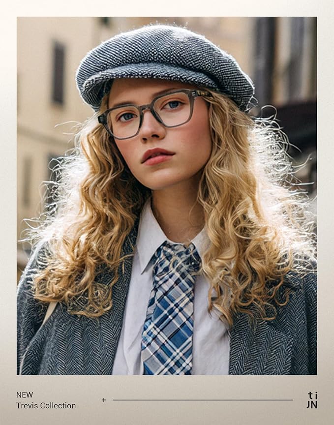 TIJN Blue Light Blocking Glasses, Anti Eyestrain UV Protection, TR90 Square Frame Glasses Chic Preppy Look for Women and Men